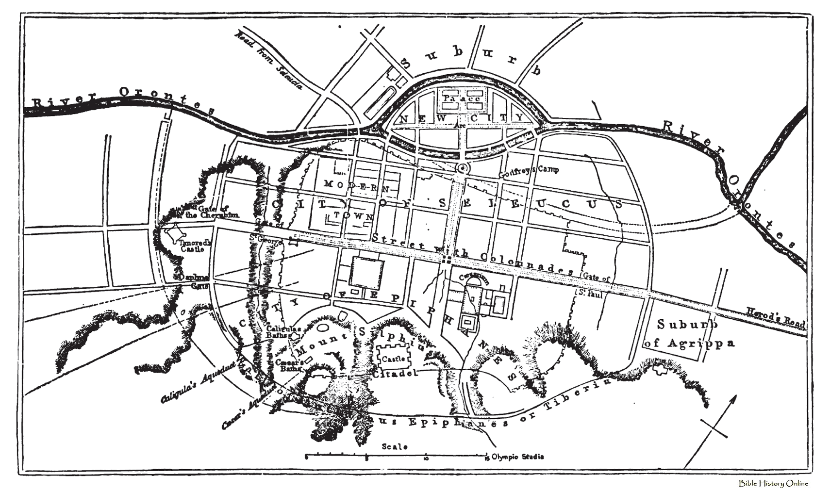 Antioch+Syrian+Bible+Maps+Of plan of ancient antioch after muller syria in ancient geography plans ...