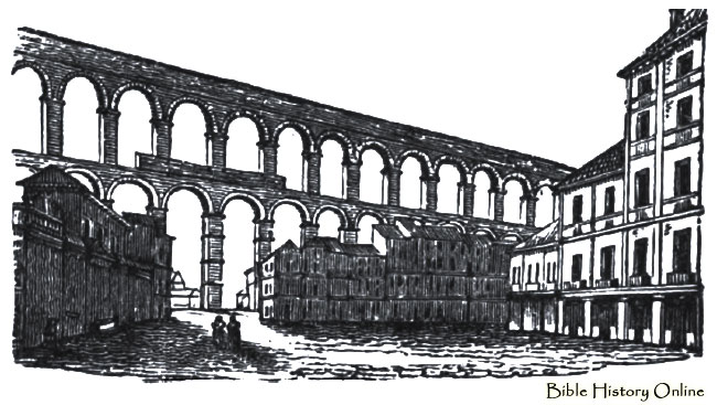 The Roman aqueduct at Segovia. The Roman aqueduct at Segovia.
