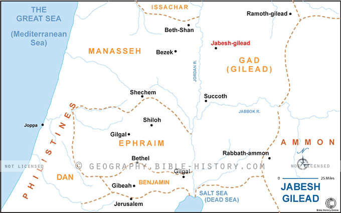 Jabesh Gilead and Tribes - Bible Maps
