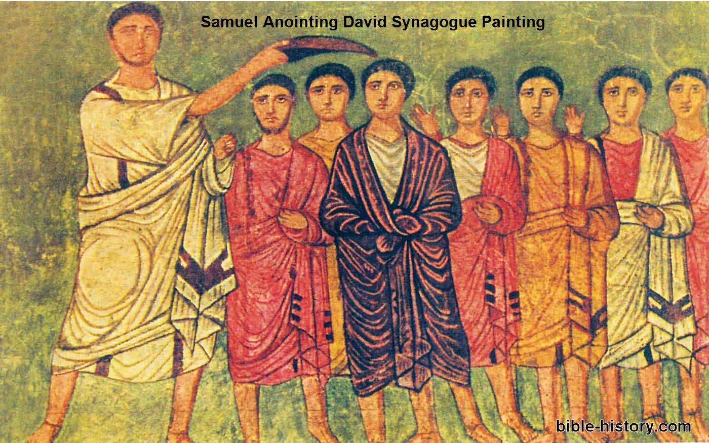 Samuel Anointing David, Also Jesse and sons in image. From Synagogue Painting Samuel Anointing David, Also Jesse and sons in image. From Synagogue Painting