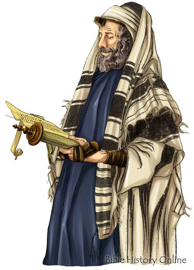 Painting of a Religious Jew Reading the Scroll of the Torah